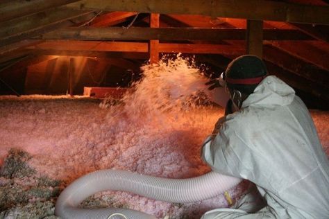 “Over many years, cellulose insulation compresses, deteriorates, gets dusty and isn’t great for managing moisture, whereas blown-in fiberglass is a safe bet, better R-value and far better for moisture management,” he said. Glatfelter said the blown-in fiberglass cuts on time, especially with Owens Corning’s Atticat loose-fill fiberglass and blown-in machines. Insulating Your Attic - DIY or Pro Blown-in - Extreme How To Attic Diy, Cheap Insulation, Mineral Wool Insulation, Cellulose Insulation, Blown In Insulation, Renovation Tips, Wool Insulation, Fiberglass Insulation, Attic Insulation