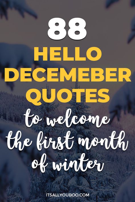 Are you searching for the perfect December quotes? Want some inspirational words to welcome winter and the holiday season? Click to read more! This collection of December quotes is packed with everything from motivational messages and funny reflections to romantic and festive Christmas sayings. Say "hello December" with love, warmth, and a bit of humor! Whether you need something cozy, inspirational, or festive, these quotes will capture the spirit of winter and the holiday magic. December 1 Quotes Inspirational, Welcoming December Quotes, December Thoughts Quotes, December First Quotes, December Wishes Quotes, December 1st Quotes Funny, Winter Holiday Quotes, December Welcome Quotes, Welcome Winter Quotes