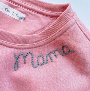 Embroider T Shirt Diy, How To Sew Names On Sweaters, Easy Embroidery On Shirt, How To Hand Embroidery Sweatshirt, Name Embroidered Sweater Diy, Embroidering Sweatshirts Diy, Hand Embroider Name On Shirt Diy, Diy Name Embroidery Sweatshirt, Hand Stitched Sweatshirt Diy