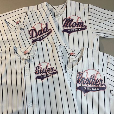 Excited to share the latest addition to my #etsy shop: Custom Mom of the Rookie Pinstriped Real Baseball Jersey| Full Button Down, authentic Pro Material White with Knitted in Black Pinstripes https://etsy.me/442kfBQ #dance #sportsuniform #custom #baseball #jersey #cus How To Style A Baseball Jersey, Rookie Of The Year Birthday, 1st Birthday Boy Themes, Baseball Jersey Outfit, Baseball First Birthday, 2nd Birthday Party For Boys, Uncle Grandpa, First Birthday Party Themes, Baseball Party