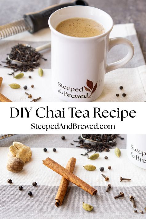 ✨ Brew your perfect cup of chai tea at home! 🫖🌿 Dive into a world of spices and flavors with my easy DIY recipe. Customize it just the way you like—spicy, sweet, or somewhere in between! 🍵 #ChaiTea #DIYTea Diy Chai Tea Concentrate, Spiced Chai Tea Recipe, Home Made Tea Recipes, Chai Tea Recipe Homemade, Chi Tea Recipe, Karak Tea Recipe, Home Made Chai, Homemade Tea Blends, Diy Chai Tea