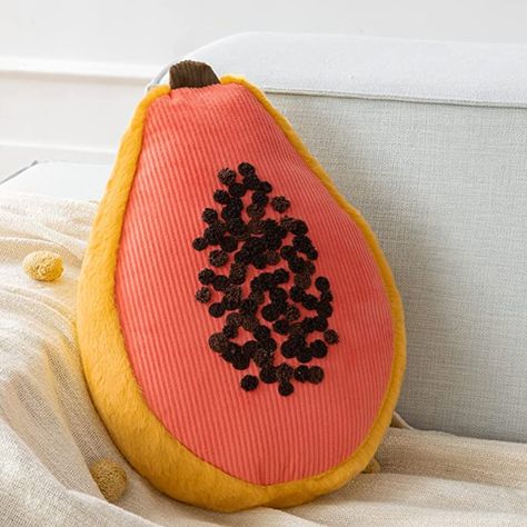 Fruit Throw Pillows, Fun Bed Pillows, Fun Shaped Pillows, Fun Pillows For Couch, Fun Couch Pillows, Fruit Couch, Food Shaped Decor, Vegetable Pillow, Fruit Furniture