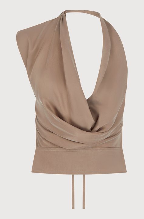 COWL NECK TOP - TAUPE Resort 2025, Back Model, Drape Top, Elevated Basics, Backless Top, Cowl Neck Top, Style Upgrade, Dressy Tops, Leather Outfit