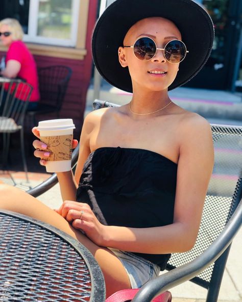 Bald N Bougie on Instagram: “Coffee or tea? What do you start your week off with? I love starting the day with a big cup of coffee to last me 3 hours 😂” Bald Fashion Women, Hats For Bald Women Style, Buzzed Pixie, Painting A Room, Big Cup Of Coffee, Bald Look, Shaved Head Women, Photo Retouching Services, Bald Girl