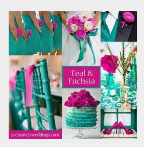 Tiffany Blue & Magenta Teal Wedding Centerpieces, Fuchsia Wedding Colors, Fuschia Wedding, Wedding Theme Design, Teal Wedding Colors, Black Wedding Decorations, Wedding Themes Spring, Best Wedding Colors, Fuchsia Wedding