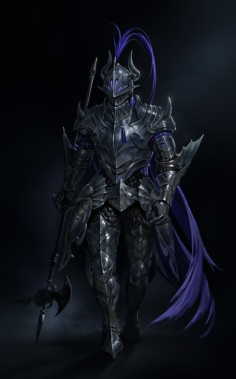 Female Knight In Black Armor, Fantasy Dragon Knight, Cool Knight Armor, Dragon Armor Art, Fantasy Knight Art, Dragon Knight Art, Fantasy Knight Armor, Ice Knight, Dragon Armour