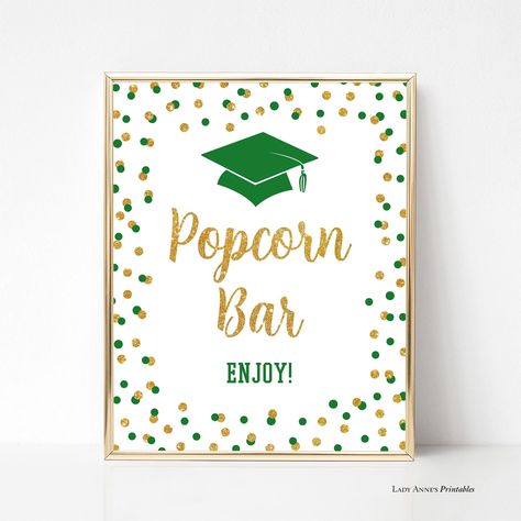 EDITABLE Popcorn Bar Graduation Party Sign Template - Green & Gold Glitter Confetti Theme - Corjl ▶ TRY BEFORE YOU BUY: https://www.corjl.com/d/46KKH ▶ YOU WILL RECEIVE: * 1 EDITABLE table sign template in the design shown. * Size: 5x7 & 8x10 inches. * A ready-to-print PDF is also available immediately after purchase. ▶ WHAT IS EDITABLE: * In this design all text is editable. ▶ HOW IT WORKS: * You will receive an email from Corjl after purchase with a link to access your item. * Or go directly t Taco Bar Graduation Party, Confetti Theme, College Grad Party, Graduation Party Signs, Gold Graduation Party, Template Green, Gold Glitter Confetti, Graduation Signs, Popcorn Bar