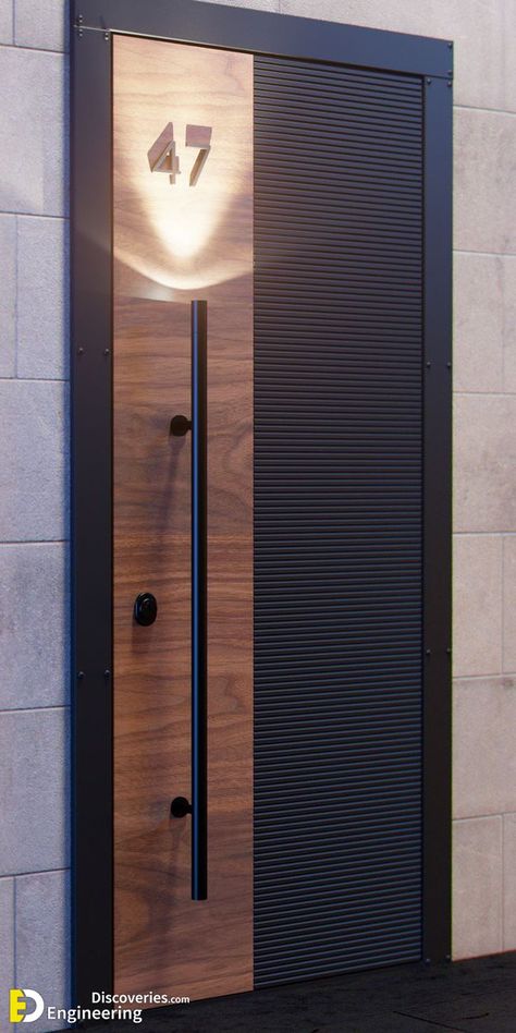 45+ Stylish Door Design Ideas For Your Home - Engineering Discoveries Modern Doors Exterior Entrance, Metal Entrance Doors, Modern Wood Doors, Pintu Interior, House Main Door, Modern Entrance Door, Modern Wooden Doors, House Main Door Design, Metal Doors Design