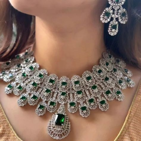 Indian Lab Grown Diamond High Quality Necklace set Indian Bridal Jewelry Diamond Emerald Necklace Set #necklaceset #necklace #emerald #emeraldnecklace #bridejewelry #bridalnecklace #jiihaanjewelers #foreverjewelry Emerald Necklace Indian, Bridal Jewelry Diamond, Emerald Necklace Set, Diamond Emerald Necklace, Necklace Set Indian Bridal Jewelry, Indian Bridal Jewelry, Necklace Emerald, Necklace Set Indian, Necklace Indian