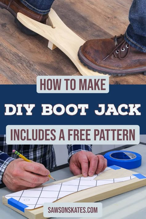 Having trouble removing your shoes? Make this wooden DIY boot jack! It's easy to make and the free plans include a pattern to lay out the curved details. Boot Puller, Boot Jack, Mechanical Advantage, Diy Furniture Building, Cnc Router Projects, Router Projects, Wooden Shoe, Carpentry Diy, Wood Shop Projects