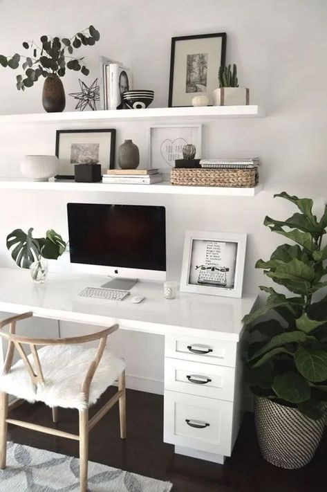 How to Organize a Home Office » #homedecor #homesweethome #furniture #house #photography #homestyle #homedecor #home #decor #design #homedesign Reka Bentuk Bilik Tidur, Hiasan Dalaman Rumah, Reka Bentuk Dalaman, Bureau Decor, Cute Desk Decor, Hiasan Bilik Tidur, Cute Office Decor, Decor Eclectic, White Desk