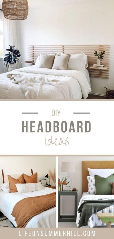 Diy Bed Frame And Headboard, Bed Without Headboard, Diy Wood Headboard, Beautiful Bed Designs, Diy Bed Headboard, Simple Bed Designs, Diy Headboard Upholstered, Headboard Ideas, Slatted Headboard