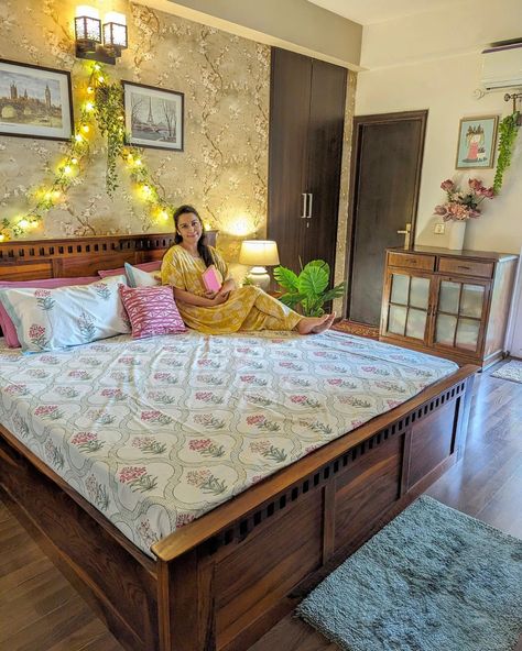 🏡Home is where the heart is ❤️ Loving this beautiful king size bed @woodenstreet I have been using this bed for quite sometime in my master bedroom & must say it's one of our best buys. The quality of the wood is top-notch & the box storage is a great help for all my storage needs. So if you are planning to buy a bed or any furniture piece do check @woodenstreet for some great options. #masterbedroomdecor #kingsizebed #solidwoodfurniture #bedroomdecor #homedecorators #homedecorindia #myco... Bed Indian Design, Master Bedrooms Decor Indian, King Size Bed Master Bedrooms, Bedroom Ideas Indian, Ig Questions, King Size Bed Designs, Indian Bedroom Design, Indian Bed, Casual Home Decor