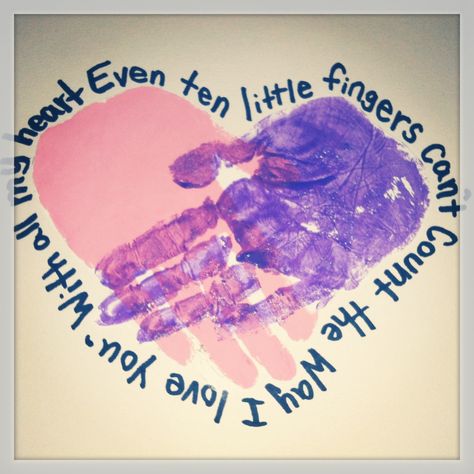 Even ten little fingers can't count the way I love you, with all my heart!!(; Grandpa Crafts, Prek Valentines, Grand Parents Day, Crochet Valentines Day, Handprint Calendar, Hand Print Art, Valentine Gift Idea, Grandparents Day Crafts, Footprint Crafts