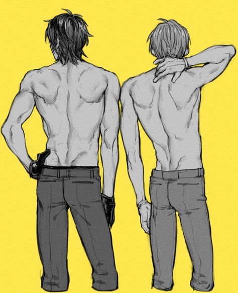 Male Drawing Reference Back View, Men Back Anatomy Drawing, Drawing Someone From Behind Reference, Backpose Reference, Anime From Behind, Male Bare Back Reference, Back View Body Reference, Men’s Back Reference, Back Of Man Reference