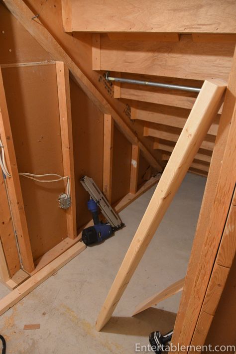 Playhouse Under The Stairs - Entertablement Under Stair Playhouse Ideas, Secret Under Stairs Room, Basement Stairs Playhouse, Playhouse Under Basement Stairs, Stair Landing Play Area, Under The Steps Playhouse, Basement Wall Cabinet Ideas, Understairs Playhouse Diy, Under The Stair Playhouse