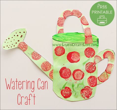 Printable Watering Can Craft Planting Art For Toddlers, Spring Plants Crafts Preschool, Garden Art And Craft Preschool, My Garden Activities Preschool, Garden Craft Toddler, Toddler Plant Crafts, Watering Can Art Preschool, Plant Preschool Crafts, Garden Art Activities For Toddlers