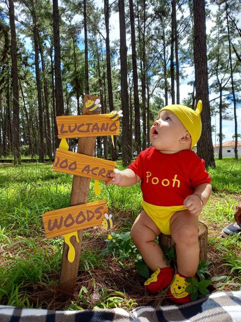 Pooh Bebe, Baby Birthday Photoshoot, Baby Boy Newborn Photography, Baby First Birthday Cake, Baby Milestones Pictures, Disney Baby Shower, Pooh Baby, Baby Boy Photos, Bebe Baby