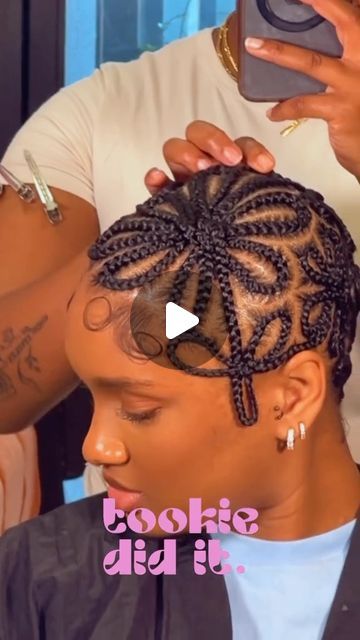 Bald Braids Black Women, Flower Braids Black Hair, Cornbraids Hairstyles Black Women 2021, Stitch Braids On Short Hair, Braid Bald Head, Braided Baldie Designs, Bald Head Braids Style, Up In One Cornrow Braids, Bald Braided Hairstyle