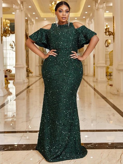 Emerald Green Prom Dress Long Sleeve Plus Size, Plus Size Emerald Green Gown Evening Dresses, Emerald Green Gown Plus Size, Emerald Green Plus Size Gown, Emerald Green Plus Size Dress, Emerald Dresses, Mermaid Evening Dress, Sequin Formal Dress, Sequin Evening Dresses