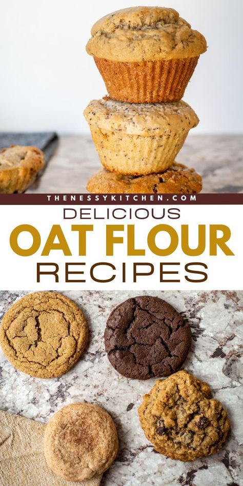 Looking for easy brunch recipes? Try these simple breakfast ideas like oat flour bread, oat flour muffins, and oat flour pancakes! There are also delicious dessert recipes like oat flour cakes, oat flour cookies, and more. Find lots of things to make with oat flour! Oat Flour Desserts, Desserts With Oats, Oat Flour Bread, Flour Desserts, Oat Flour Cookies, Oat Flour Muffins, Simple Breakfast Ideas, Oat Flour Pancakes, Oat Cookie Recipe