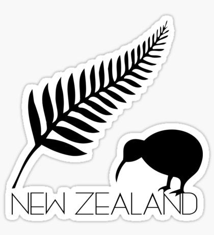 New Zealand Fern & Kiwi Sticker Nz Fern Tattoo, New Zealand Drawing, New Zealand Logo, Haka New Zealand, New Zealand Symbols, Kiwi Sticker, New Zealand Fern, Kiwi New Zealand, Nz All Blacks