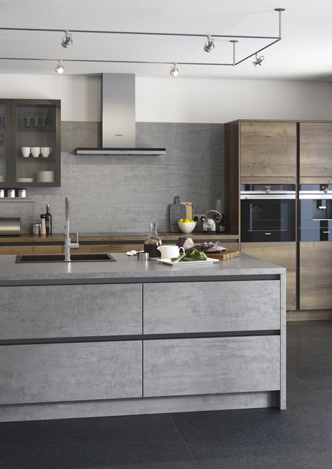 Concrete Kitchen Ideas, Handleless Kitchen, Kitchen Showroom, Concrete Kitchen, Oak Kitchen, Luxury Kitchen Design, Classic Kitchens, Luxury Kitchens, Kitchen Fittings