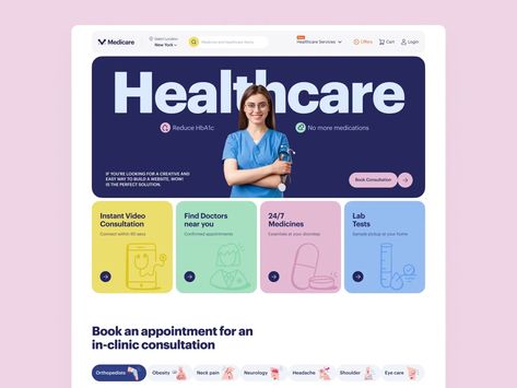 Medicare Website Design | Healthcare Landing Page Pharmacy Web Design, Wellness Website Design Inspiration, Services Page Web Design, Pharmacy Website Design, Healthcare Landing Page, Testimonials Web Design, Website Homepage Design, Web Components, Hospital Website