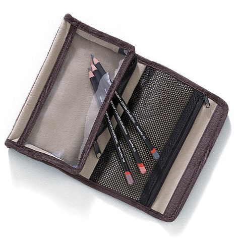 Pencil bag Derwent Pencils, Paint Brush Holders, Canvas Pencil Case, Drawing Accessories, Painting Accessories, Brown Trim, Pens And Pencils, Pencil Cases, Gift Bundles