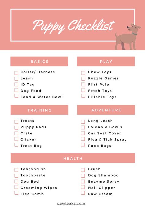 This ultimate puppy checklist includes all the essential things you will need for your new puppy. When bring home a puppy for the first time, you will want to be prepared. Click on the image to not only download this checklist but to also get tips on how to puppy proof your home. You will also find my personal recommendations on each product that I have mentioned on this list. #puppy #checklist Prepping For A Puppy, Will Checklist, Pet Sitting Must Haves, Puppy Preparation List, What To Buy For New Puppy, Checklist For New Puppy, Things To Buy For Your Dog, Dog Checklist New, Things Puppies Need