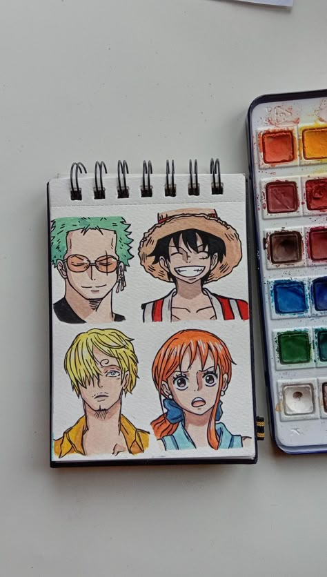 Anime Collage Drawing, One Piece Sketchbook, Nami Sketch, Zoro One Piece Drawing, Sanji Sketch, Zoro Painting, Nami Drawing, Sanji Drawing, Zoro Sketch