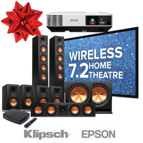 Klipsch Home Theater, Wireless Home Theater System, Small Home Theaters, Theatre Ideas, Home Theater Speaker System, Wireless Surround Sound, Best Home Theater System, Home Theater Surround Sound, Lake Homes