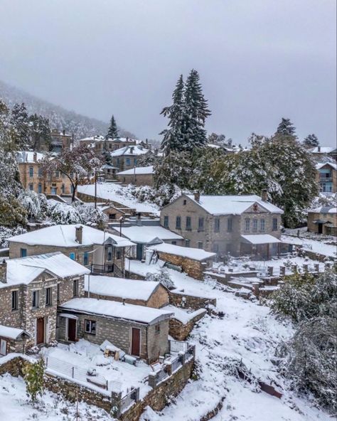 Ambrose Aesthetic, Greece Winter, Scene Reference, Greece Trip, Seasonal Living, Stay Forever, Snowy Landscape, Winter Birthday, Snow Mountain