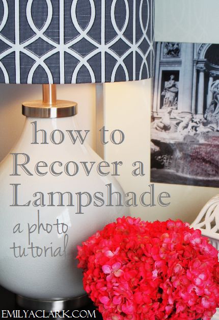 How to Recover a Lampshade: A Photo Tutorial - Emily A. Clark Recover A Lampshade, Lampshade Makeover, Diy Lamp Shade, Do It Yourself Projects, Diy Lamp, Crafty Diy, Photo Tutorial, Diy Lighting, Diy Projects To Try