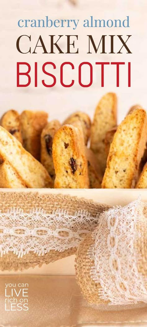 Cake Mix Biscotti | A Delicious Crunchy Almond Biscotti That's So Easy! Biscotti Recipe Easy Cake Mixes, Cake Mix Scones Recipe, How To Make Biscotti, Pumpkin Biscotti Recipe Easy, Authentic Italian Biscotti Recipe, Cake Mix Biscotti Recipe Easy, Biscotti Recipe Easy, Almond Biscotti Recipe Easy, Cake Mix Biscotti