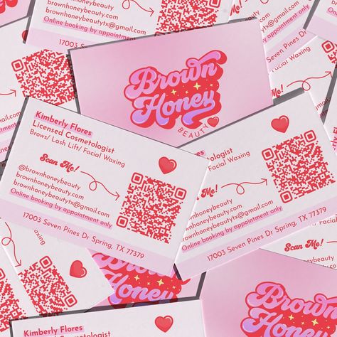 The cutest girly package designed for @brownhoneybeauty 🫶🏼✨💕 Totally in love with how everything turned out and that beautiful gradient against the red is just 🤌🏼 Want to work together? Slide into my DMs 👀💌 #graphicdesign #adobeillustrator #graphicdesignuk #graphicdesigner #branddesign #logodesign #logo #funkylogo #funlogo #trendylogo #trendydesign #funkydesign #logodesignclub Beautiful Gradient, Facial Waxing, Trendy Logos, Brow Lash, Funky Design, Lash Lift, Cool Logo, The Cutest, Packaging Design