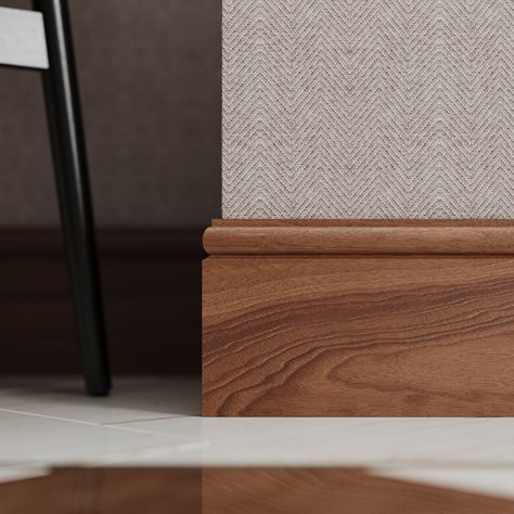 High-quality skirting boards made of high-hardened HMR MDF varnished or wooden. Custom production. Wooden Skirting Board, Floor Skirting, Mdf Skirting, Living Room Partition, Living Room Partition Design, Room Partition Designs, Skirting Boards, Partition Design, Wood Detail