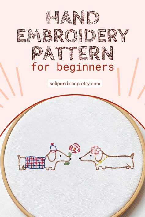 Dachshund Embroidery, Towel Shirt, Pdf Embroidery Pattern, Hoop Frame, Pillow Blanket, Sausage Dogs, Love Hand, Contemporary Embroidery, Simple Embroidery