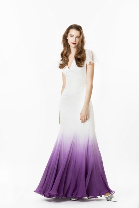 Evelin Ombré Gown | Lilli Jahilo Lilli Jahilo, Purple Ombre Dress, Ombré Gown, Dip Dye Wedding Dress, Dye Wedding Dress, Ombre Wedding Dress, Ombre Gown, Purple Wedding Dress, Ombre Wedding