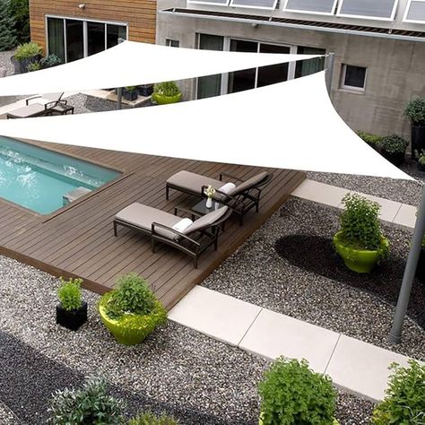 Amazon.com : SHADEWIZ Triangle 32' x 32' x 32' White Sun Shade Sail Canopy Awning for Patio Backyard Lawn Garden Outdoor Activities Grade UV Block Mesh Netting, We Can Make Custom Sizes : Patio, Lawn & Garden Ombra Pergola, Spa Landscaping, Beacon House, Moderne Pools, Pool Shade, Backyard Shade, Modern Backyard Landscaping, Shade Sails, Pergola Design