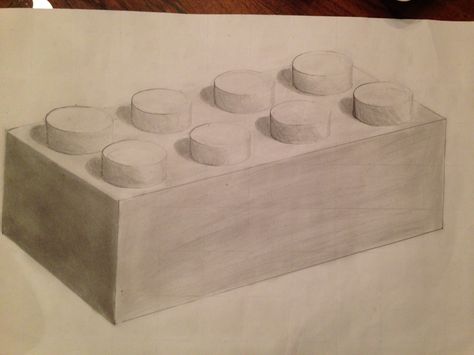 LEGO shaded pencil drawing for art class. Pencil Shaded Drawings, Shaded Drawings, Lego Drawing, Drawing Legs, 2d Drawing, Animal Rabbit, Observational Drawing, Lego Blocks, Lego Pieces