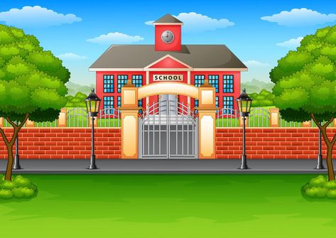 Village Background Indian, Yard With Trees, Village Background, Vector Building, Primary School Art, Apple Images, School Building Design, School Background, Home Structure