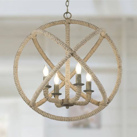 Longshore Tides Catharine 4 - Light Dimmable Globe Chandelier & Reviews | Wayfair Beach House Lamp, Sea Glass Chandelier, Coastal Pendant Lighting, Beach House Lighting, Coastal Chandelier, House Lighting Fixtures, Coastal Lighting, Pendant Lighting Dining Room, Candle Style Chandelier