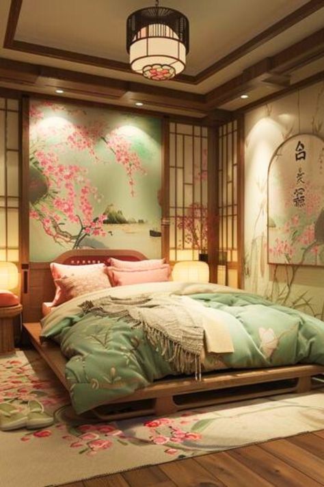 life. Room Ideas Japanese Style, Chinese Bedroom Aesthetic, Japanese Aesthetic Bedroom, Japan Style Bedroom, Japanese House Decor, Japanese Themed Bedroom, Japanese Room Aesthetic, Japanese Bedroom Aesthetic, Asian Bedroom Ideas