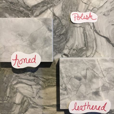 Honed vs Polished vs Leathered Finishes - Metropolitan Cabinets Leathered Countertops, Honed Quartz Countertops, Quartzite Kitchen Countertops, Honed Granite Countertops, Leathered Granite Countertops, Quartz Vs Granite, Granite Polish, Master Bath Tile, Leather Granite