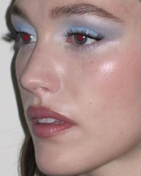 Baby Blue Eyeshadow, Love Quinn, Fair Skin Makeup, Victoria Pedretti, Glow Skin, Blush Highlighter, Pink Eyeshadow, Blue Eyeshadow, Makeup Obsession