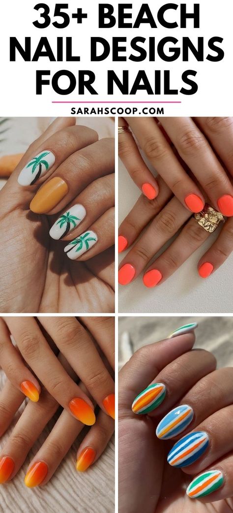 Get ready to hit the sand with these 35+ stunning beach-themed nail designs, perfect for short nails. Get inspired and step up your manicure game! 🏖️💅🌴 #Nails #NailArt #NailDesigns Hawaii Nails Ideas Short, Beach Nail Designs Vacations, Beach Manicure Ideas, Beach Nails Short, Beach Theme Nails, Caribbean Nails, Game Nails, White Pedicure, Beach Themed Nails