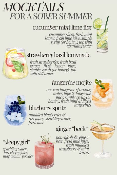 Summer Mocktail Aesthetic, Mocktails For Dinner Party, Mock Tails Recipe, Mock Tail Ideas, Mocktail Drink Photography, Tea Party Drinks Non Alcoholic, Healthy Summer Cocktails, Colorful Mocktail Recipe, Wedding Mocktail Recipe