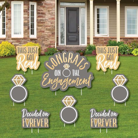 Engagement Party Planning, Engagement Signs, Engagement Party Favors, Lawn Decorations, Birthday Yard Signs, Custom Yard Signs, Just Engaged, Wedding Congratulations, Lawn Sign