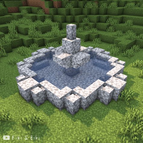 Minecraft Diorite Builds, Fountain Ideas Minecraft, Minecraft Fountain Small, Minecraft Stairs, Minecraft Pasta, Minecraft Spawn, Minecraft Fountain, Minecraft Music, Minecraft Structures